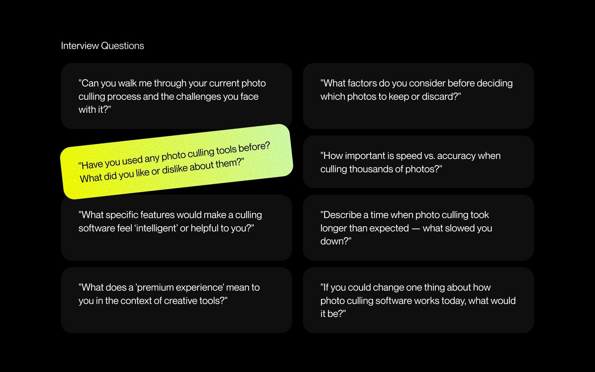 FilterPixel interview questions covering culling workflows, speed versus accuracy, and what a premium experience means