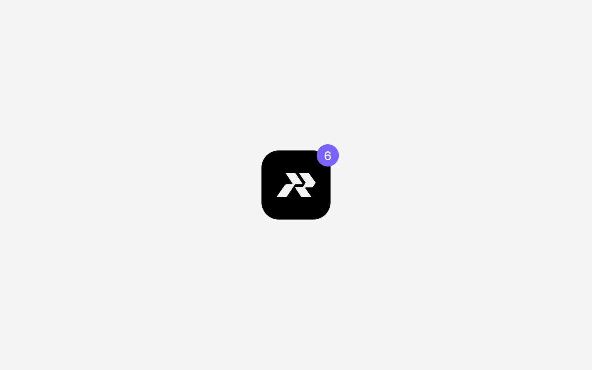 Reevv app icon: black rounded square with the white R mark and a purple notification badge